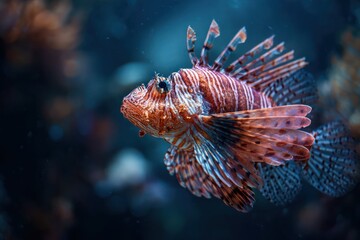 Lionfish in exotic underwater coral environment