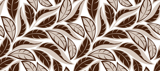 Seamless leaves pattern background. Hand draw autumn leaves pattern © akın demirci