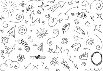 A collection of various hand drawn doodles and shapes