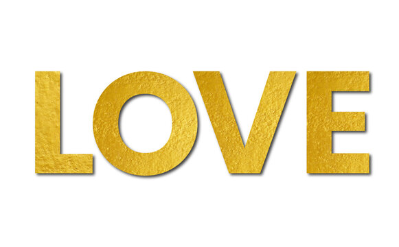 Golden LOVE Text Design with Luxury Metallic Texture for Romantic Branding