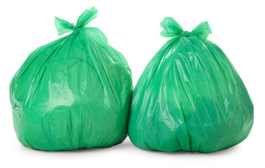 Garbage in plastic bags isolated on white