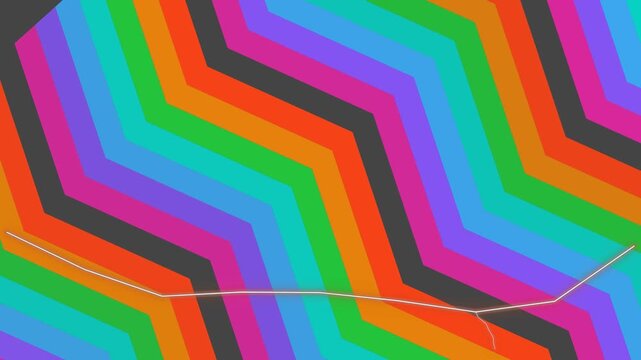 Vibrant Rainbow Chevron Pattern Background with Dynamic Line Animation