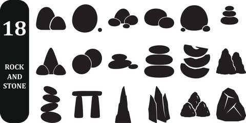 Modern bold rock and stone icon collection © Graphics With Rakib