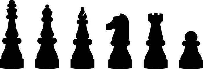 Black Chess Pieces Icon Collection – King Queen Rook Bishop Knight Pawn © Cleydisson
