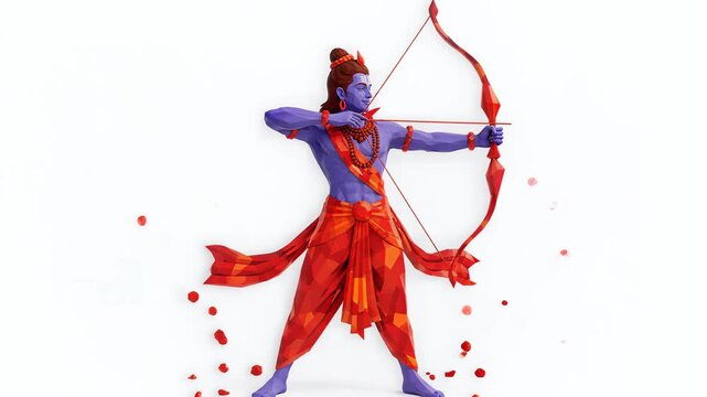 Lord Rama with Bow and Arrow for Ram Navami Festival Illustration
