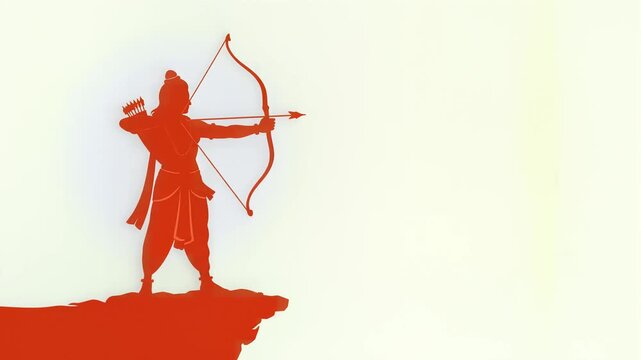 Lord Rama Silhouette with Bow and Arrow for Ram Navami Celebration