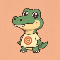 Fototapeta premium A cartoon alligator wearing a t-shirt with a target logo on a peach background