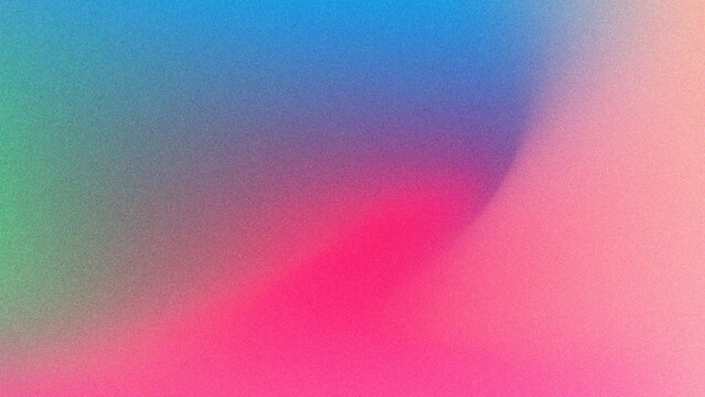 Pink Blue Green Abstract Gradient Background with Dark Shape and Grain Texture