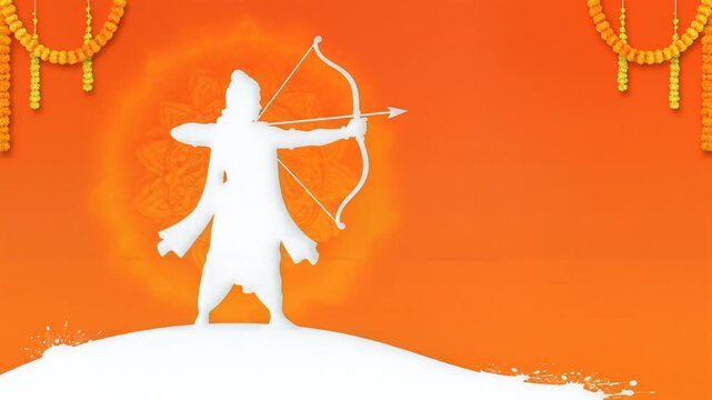 Lord Rama silhouette with bow for Ram Navami festival celebration