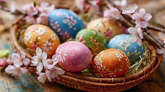 Easter wishes arrive with bright eggs, blossoms, and festive touches.