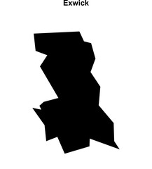 Exwick (England) blank outline map