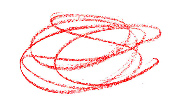 Hand-Drawn Red Scribble Circle, Abstract Messy Ink Doodle on White Background.