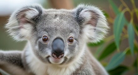 Obraz premium Close-up of a Koalas Face in Natural Habitat.