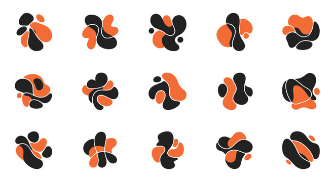 Abstract organic shapes set, modern graphic elements.