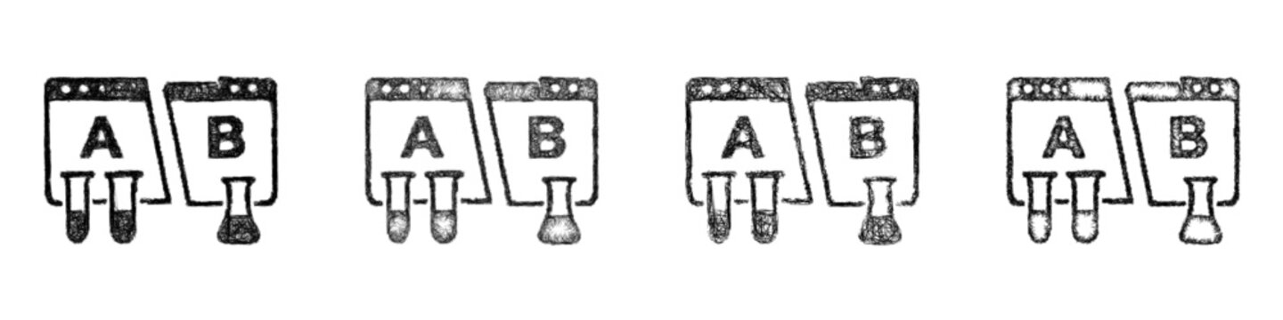 Sketch a b testing icon design set