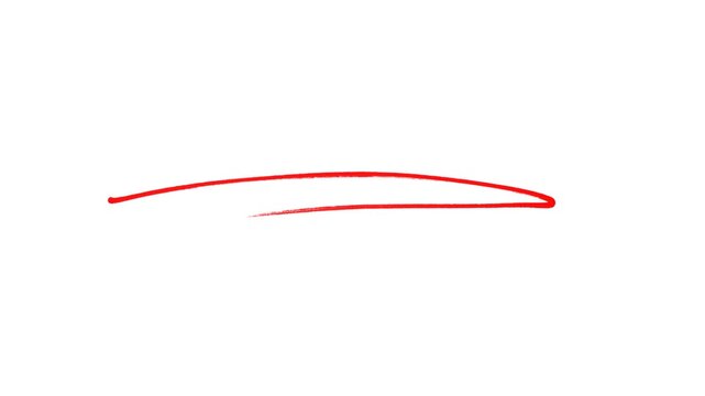 Red underline highlighter animation, sketching elements on a transparent background, and Hand-drawn marker highlight animation for important topic marking text