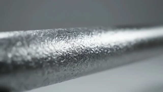 A close-up, monochromatic image showing a textured, metallic object, perhaps part of a larger structure. The details are softened and blurred