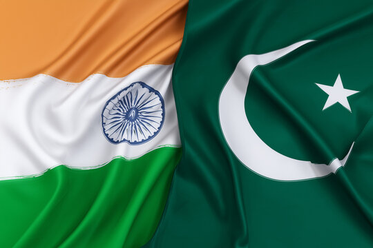 India Pakistan flags, politics, tensions, conflict 