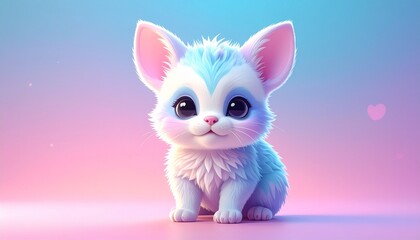 Adorable Baby Fox Cub with Big Eyes and Fluffy Fur.