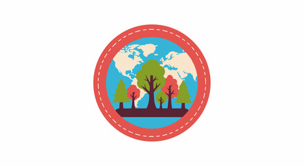 Obraz premium Trees in a circular landscape logo.