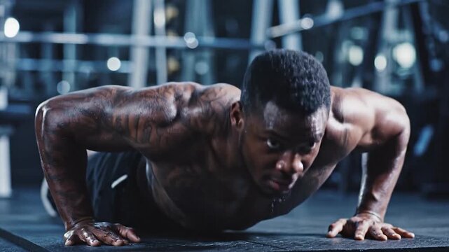 Man performing push ups fitness training exercise