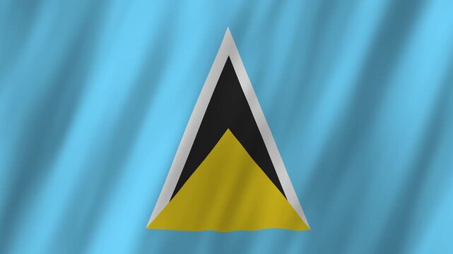 Saint Lucia National Flag Waving, Caribbean Pitons Symbol 4K Animation