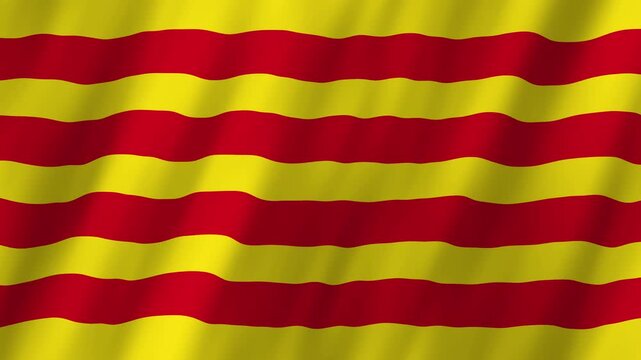 Catalonia National Flag Waving, Senyera 4K Background Animation