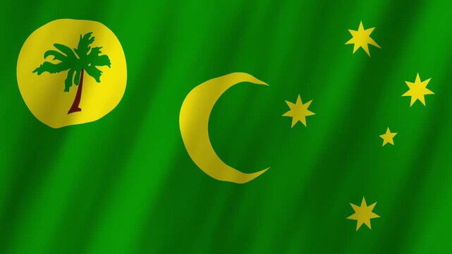 Cocos Keeling Islands Flag Waving, Australian Territory 4K Animation