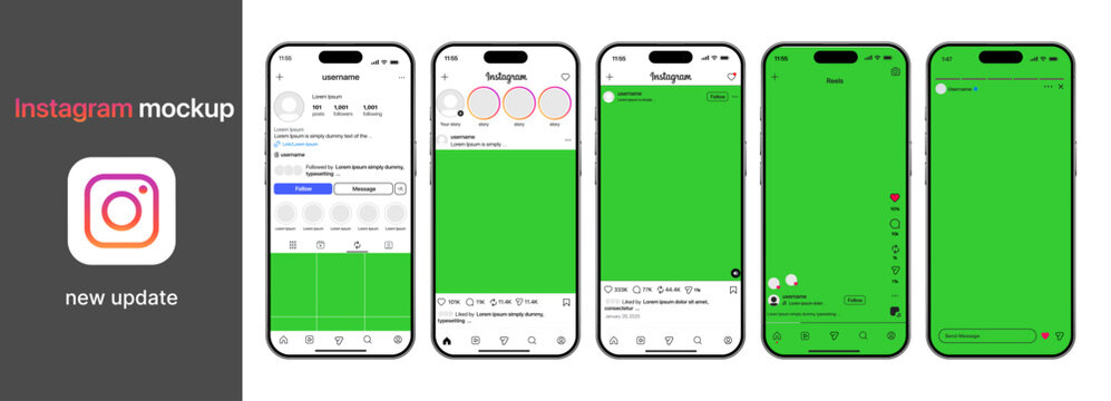 instagram mockup social media template , new update instagram post mock up , frame social network, Instagram moc kup with mobile phone