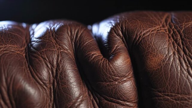 A detailed, close-up view of worn leather. This image evokes a sense of comfort, durability, and craftsmanship, ideal for showcasing quality or vintag
