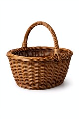 Fototapeta premium Handwoven Willow Harvest Basket Isolated on White
