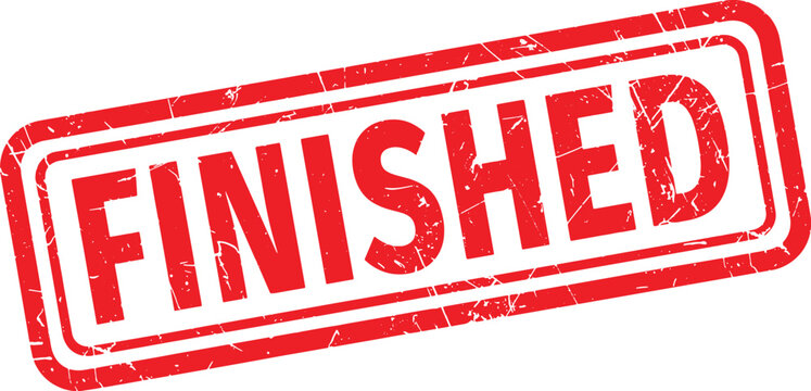 FINISHED red rubber stamp text