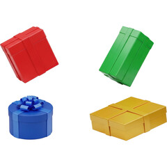Naklejka premium Colorful Plastic Building Blocks Isolated.