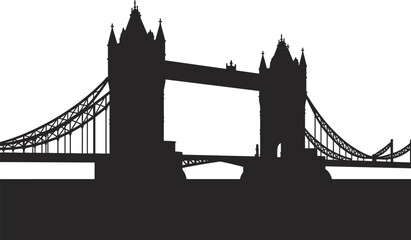 Fototapeta premium Tower Bridge London silhouette, iconic landmark architecture illustration design