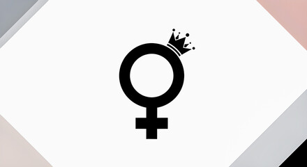 Female Leadership Symbol with Crown Minimalist Feminine Power Illustration