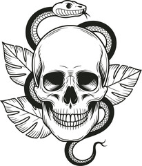 Fototapeta premium Skull with wings and tattoo vector illustration icon design