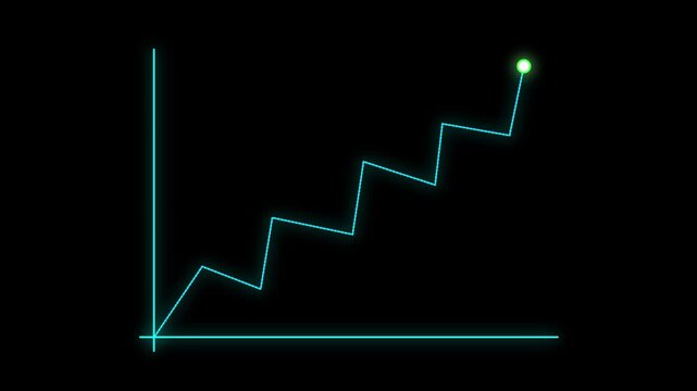 Line graph rise,Grow or success profit, business, concept.business success arrow concept. Neon business growth animation with up arrow. 4k video