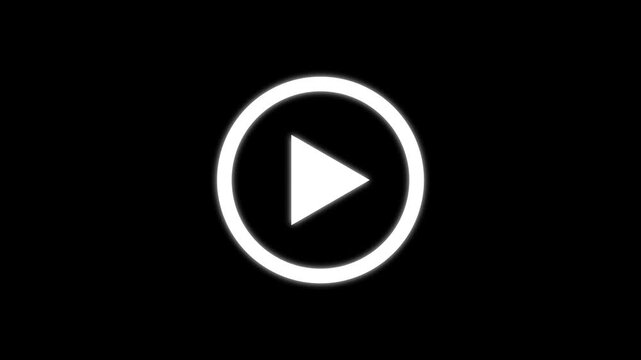 Play media button graphic animation. Alpha channel. Transparent background motion design. 4K resolution