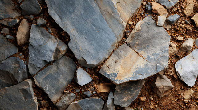Scattered Gray and Brown Rocks on Earthy Ground stone