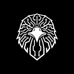 Fototapeta premium Circuit Board Lion Head Logo Design.