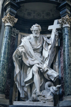 Color photo of the statue of Saint Philip the Apostle in the Basilica of St. John Lateran in Rome