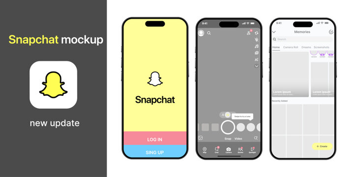 Snapchat app. Screen Intrace Mockup. Snapchat mockup. Snapchat mockup template frame with iPhone 16 pro Max mock up design.	