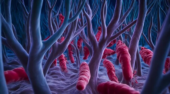 Microscopic Forest of Cellular Structures in Vibrant Colors