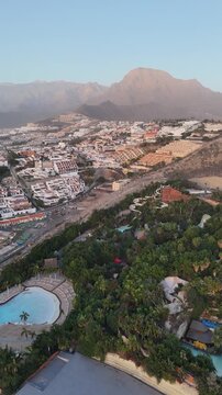 Aerial view of Costa Adeje Tenerife at sunset