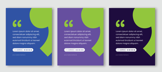Fototapeta premium Creative testimonial social media post template vector. Quote banner design with modern speech bubble layout and star rating.