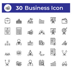 Fototapeta premium Business Line Icon Collection for Corporate Website Presentation Dashboard and Branding Use