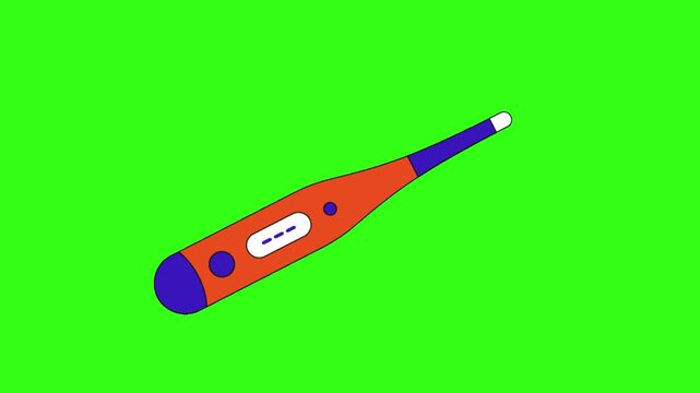 Digital thermometer animation on green screen