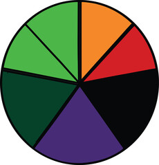 Obraz premium Colorful pie chart with seven segments in different colors vector illustration EPS PNG file