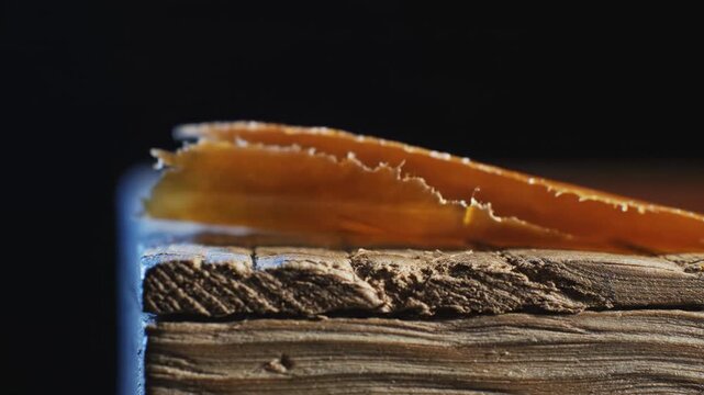 Detailed macro shot of honeycomb, conveying natural beauty and sweetness. Ideal for illustrating organic products, nature themes, or a golden, warm ae