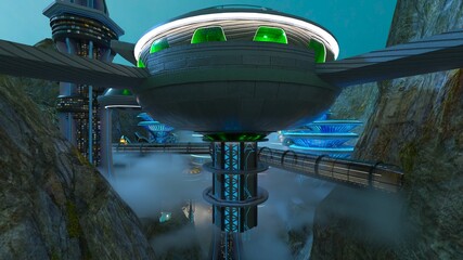 宇宙都市　3DCGレンダリング